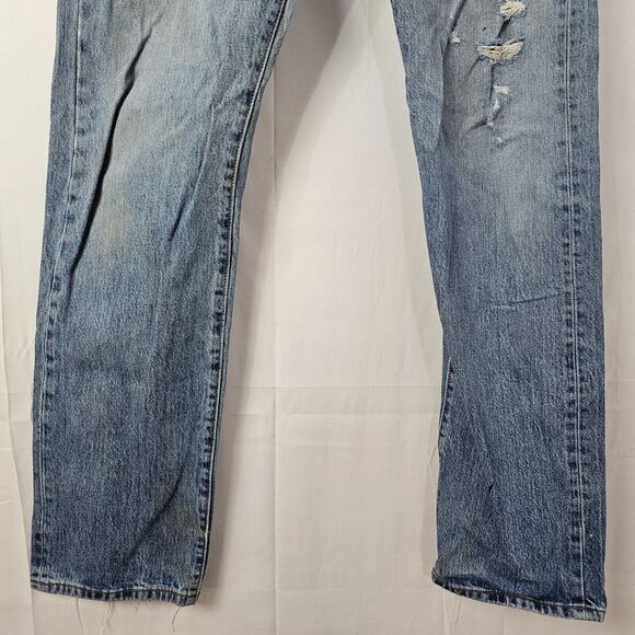 Levis 501 Jeans Mens Tag 33x33 Act 32x32 2000 Y2K Button Fly Straight Distressed - Picture 2 of 15